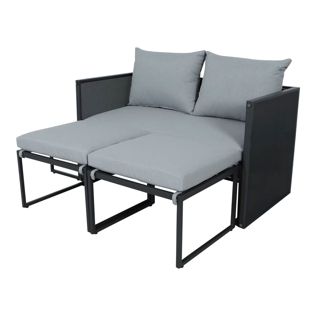 Inca Grey Metal 4 Seater Modular Dining Set Outdoor Garden Furniture - Image 1