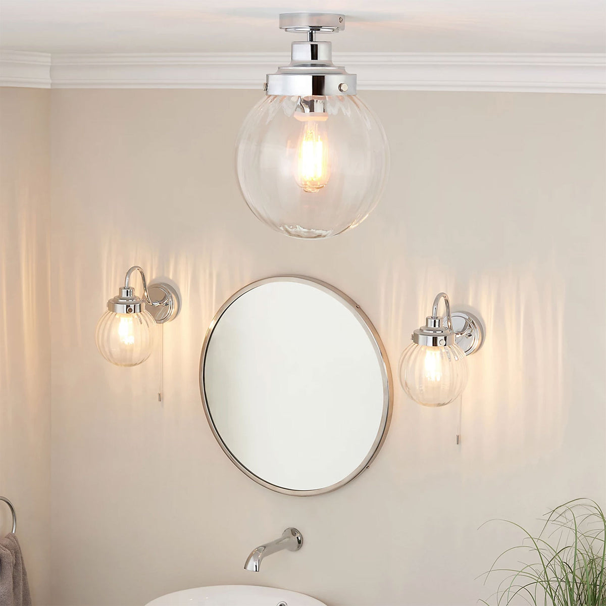 Harbour Studio Regan LED Bathroom Ceiling Light Chrome Glass IP44 - Image 4
