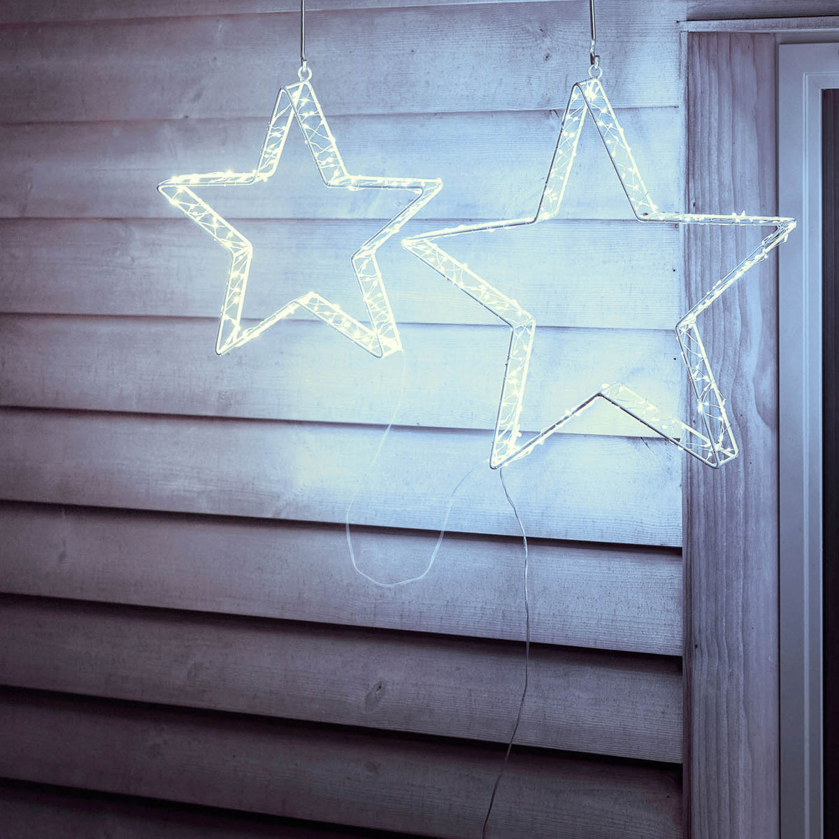 535 LED Stars Christmas Silhouette Ice And Warm White Timer Indoor Home - Image 3
