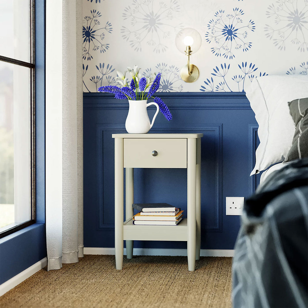 Flexi Storage Natural Cream 1 Drawer Bedside Table Cabinet Bedroom - Image 4