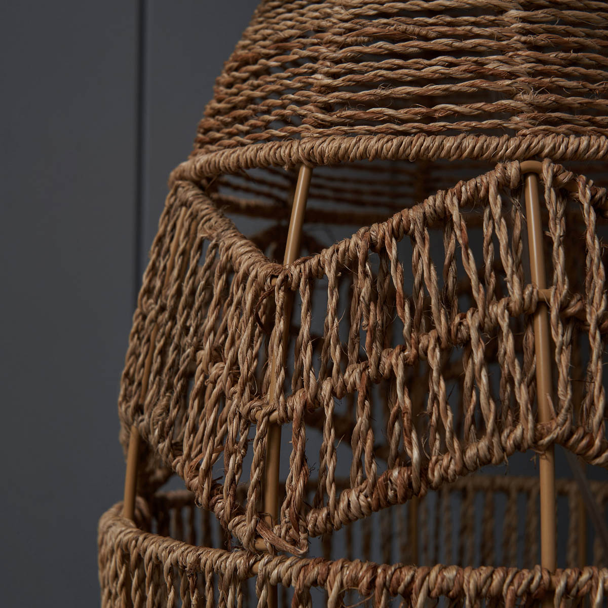 Inlight Table Lamp String Round Matt Natural Rattan Effect Drum Shade Modern - Image 5