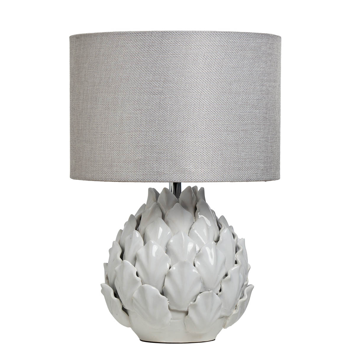 Inlight Table Lamp Gloss White Ceramic Artichoke Round Silver Shade Modern - Image 8