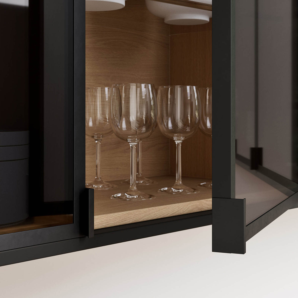 Kitchen Cabinet Door Winterana Black Glazed Smoked Glass Modern H71.5xW30cm - Image 5