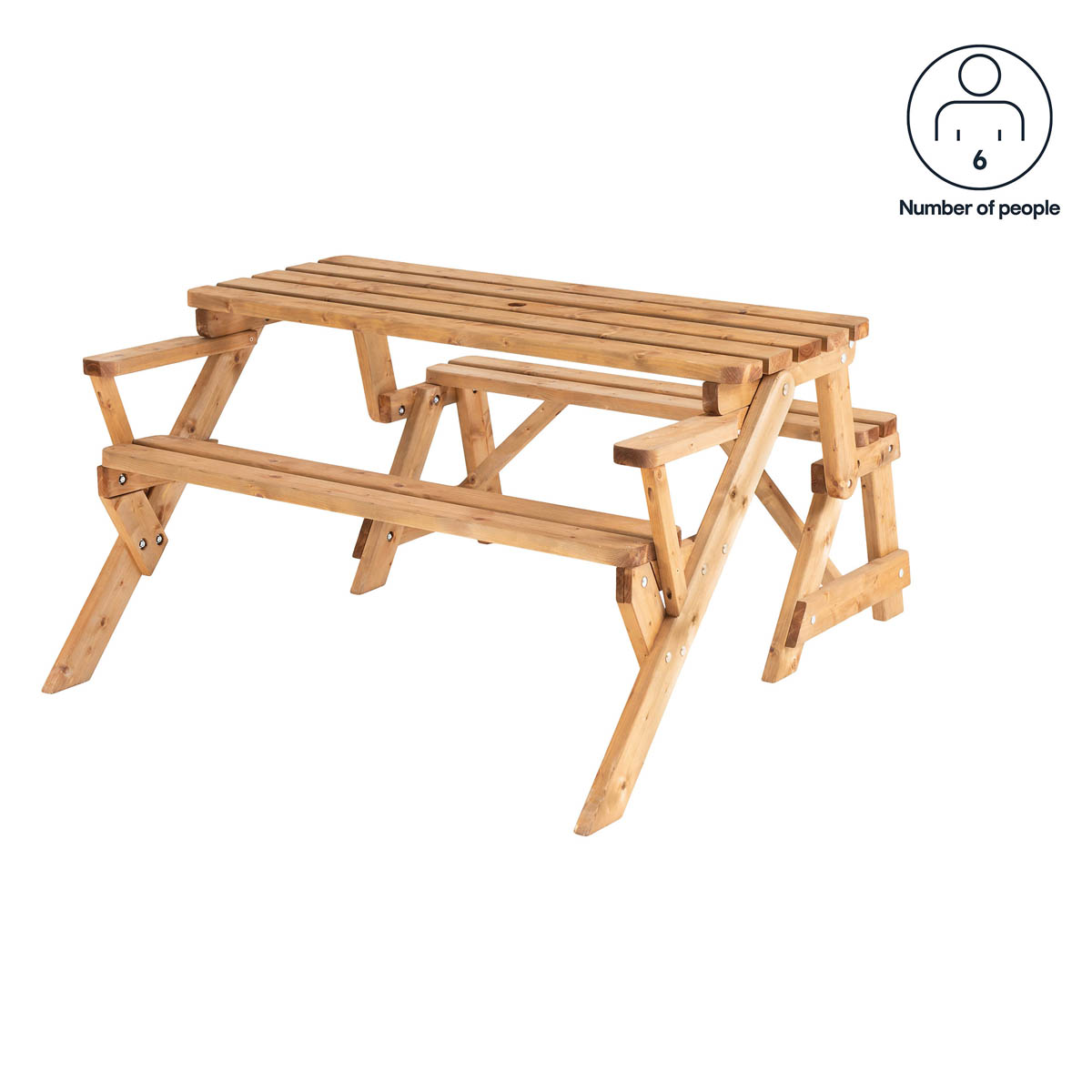 Wooden Bench Table Modular Folding Outdoor Garden Pine Natural 136.6cm x 78.1cm - Image 2