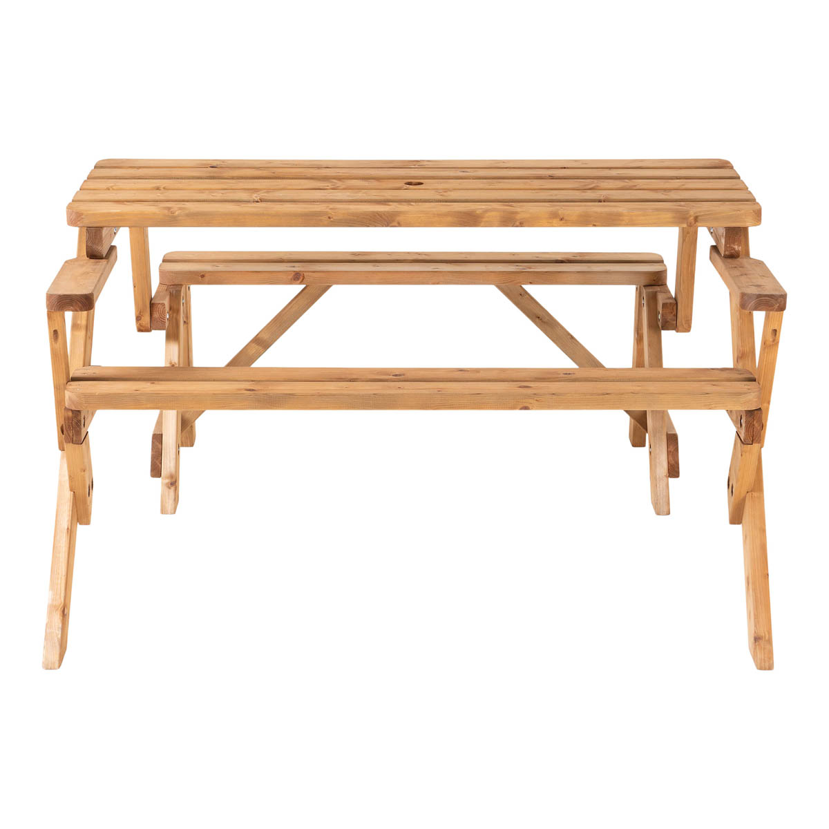 Wooden Bench Table Modular Folding Outdoor Garden Pine Natural 136.6cm x 78.1cm - Image 4