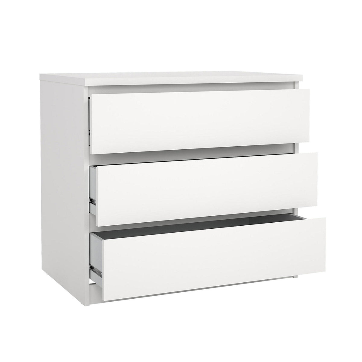 Esla Matt White 3 Drawer Chest Bedroom Storage Cabinet 770mm Wide Scandinavian - Image 3