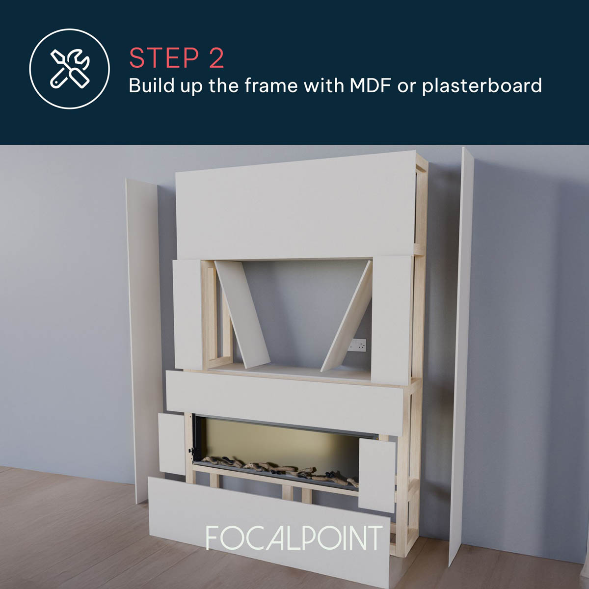 Focal Point Electric Fire Inset 1.5kW Matt Black Fireplace Log Effect Home - Image 9