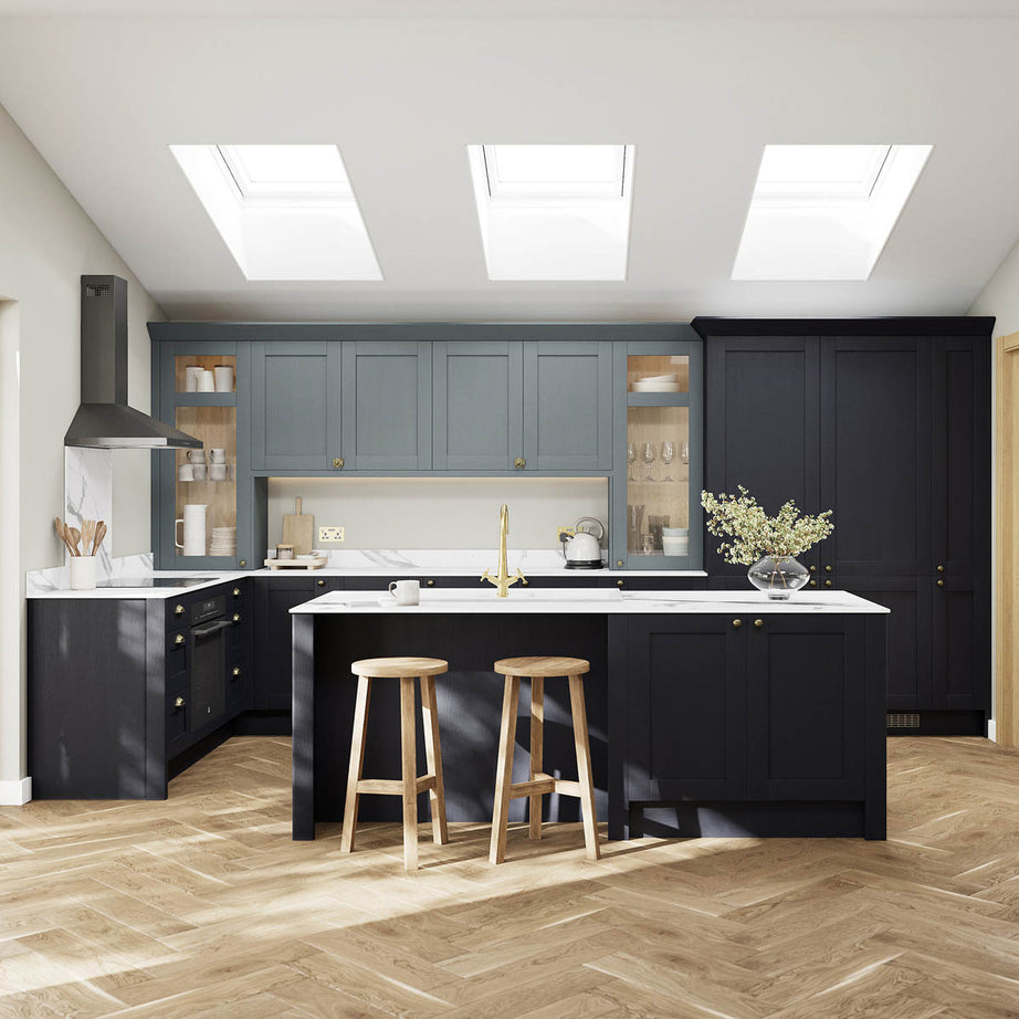 Alpinia Kitchen Cabinet Wall Door Tall Matt Midnight Navy Wood Effect W150 H895 - Image 4