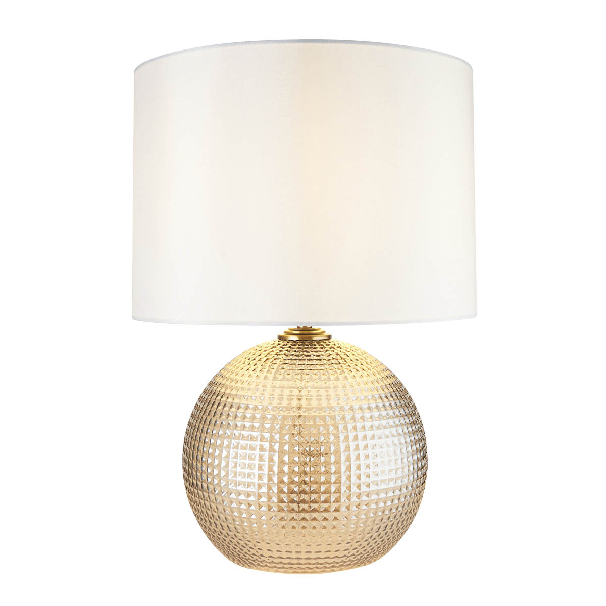 Table Lamp Glass Spherical Champagne Ivory Shade Antique Brass Effect Modern - Image 5