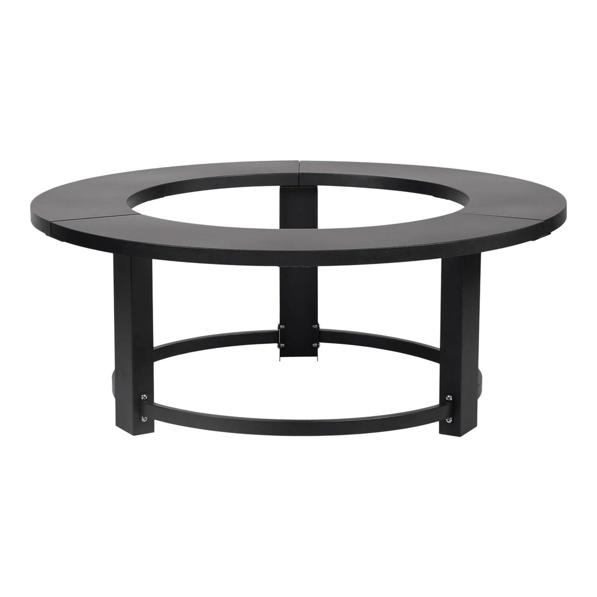 Fire Pit Side Table Garden Patio Black Steel Outdoor Furniture - Image 4