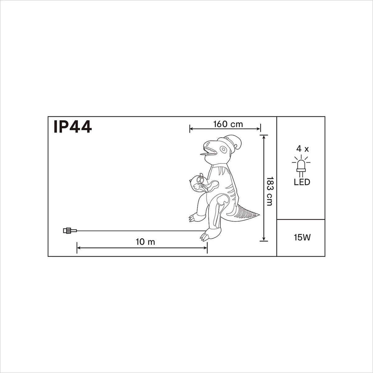 1830mm Dinosaur Inflatable with White LED - Mains-powered - Image 7