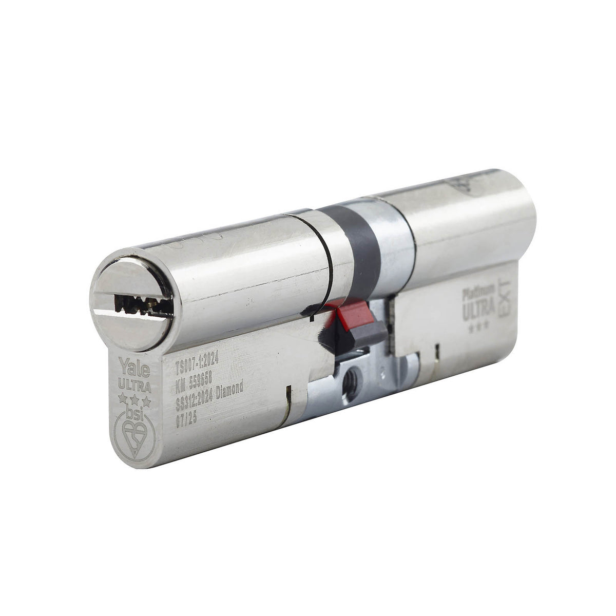 Yale Euro Cylinder Door Lock Double 45/50 Nickel Effect 3 Star Ant Drill - Image 1