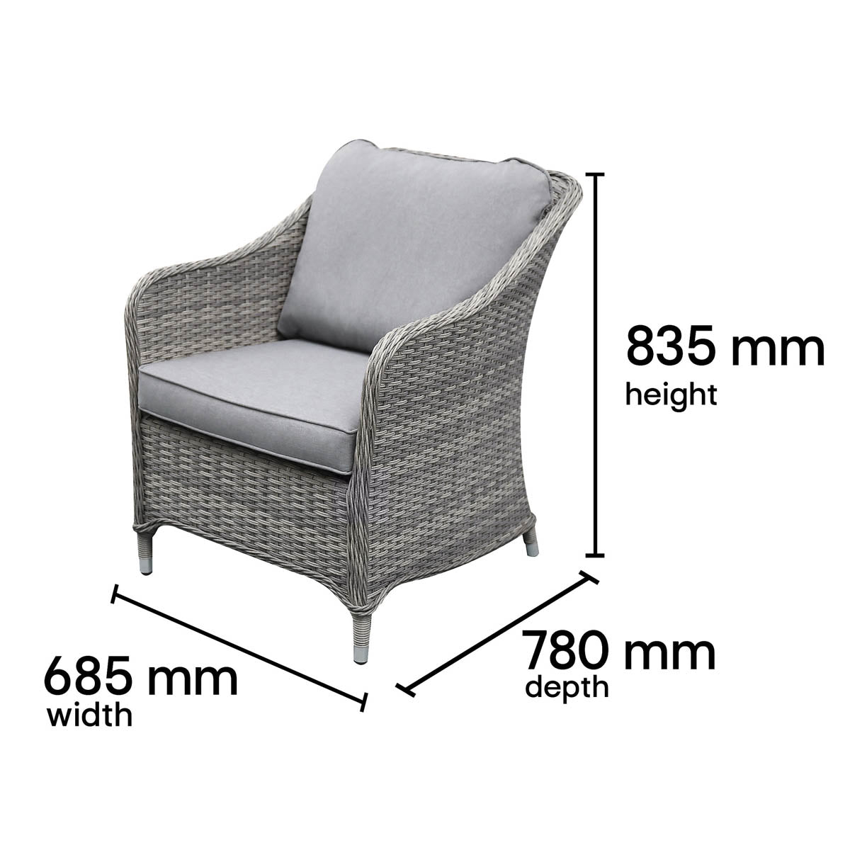 Rattan Garden Set 4 Seater Outdoor Patio Dining Furniture Grey Sofa Chairs Table - Image 3