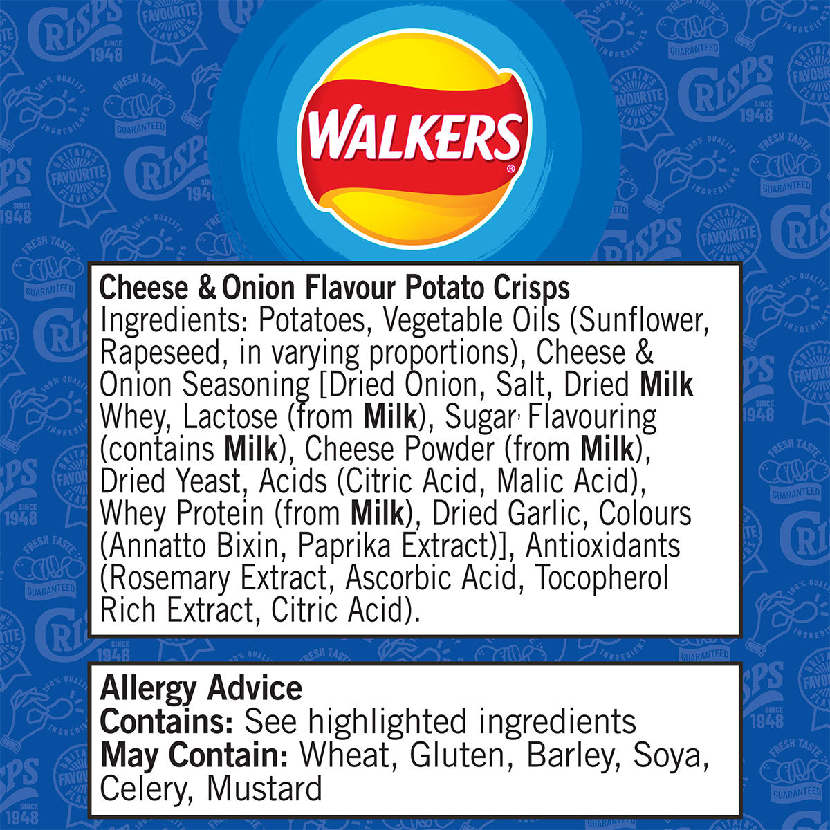 Walkers Crisps Cheese Onion Snack Pack Lunch 32x32.5g Bags - Image 6