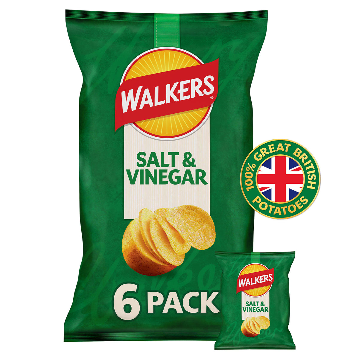 Walkers Crisps Salt & Vinegar Sharing Multipack Snacks 108x25g - Image 2