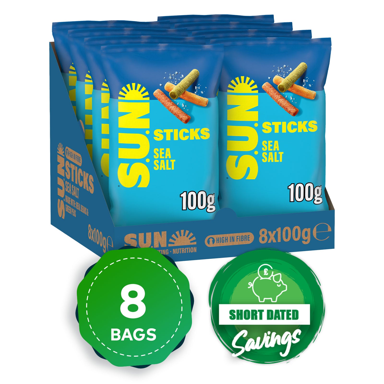 SUN Sticks Snacks Sea Salt Sharing Bag Crisps 8 x 100g - Image 10
