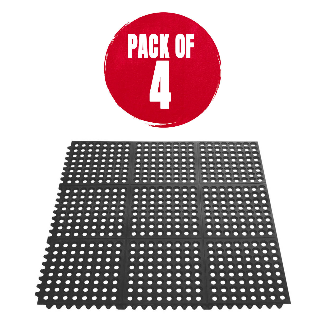 Floor Rubber Mats Heavy Duty No Slip Kitchen Bar Flooring 914x914mm Pack of 4 - Image 1