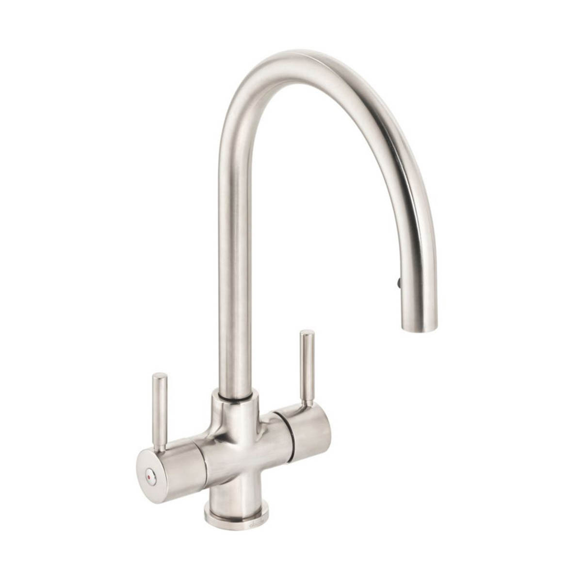 Abode Kitchen Sink Tap Mono Mixer Pull Out Brushed Nickel Dual Lever Faucet - Image 1