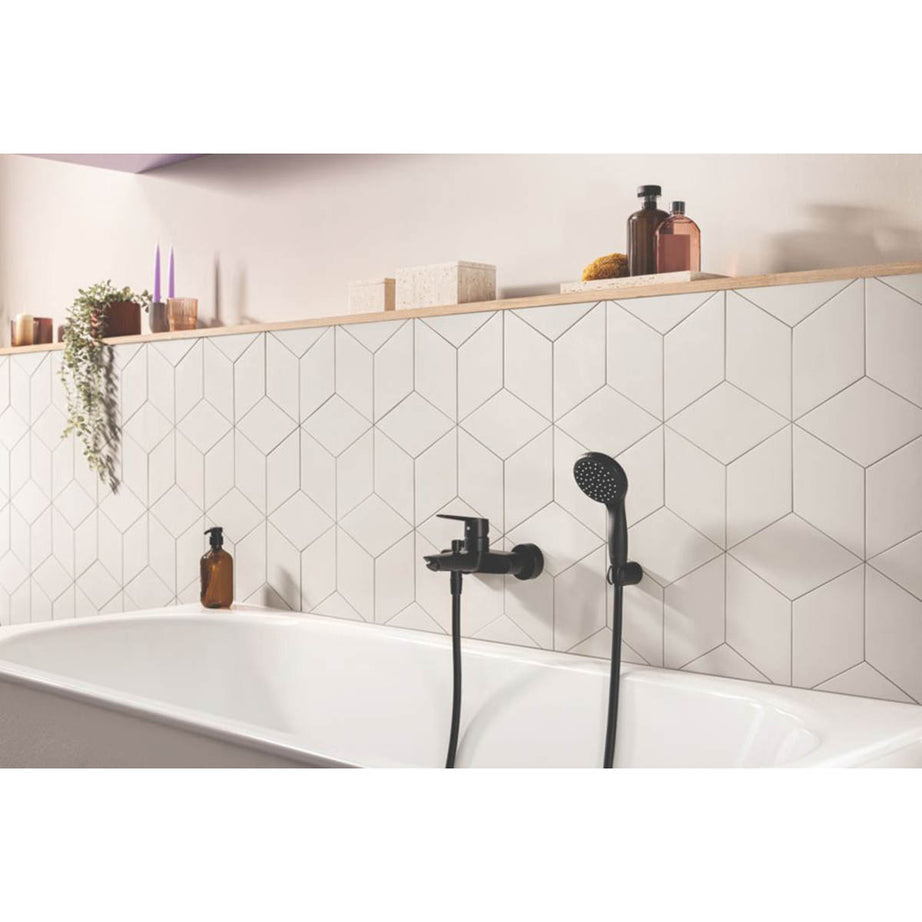 Grohe Shower Mixer Tap Single Lever Matt Black Brass Wall Mounted Modern 140mm - Image 3