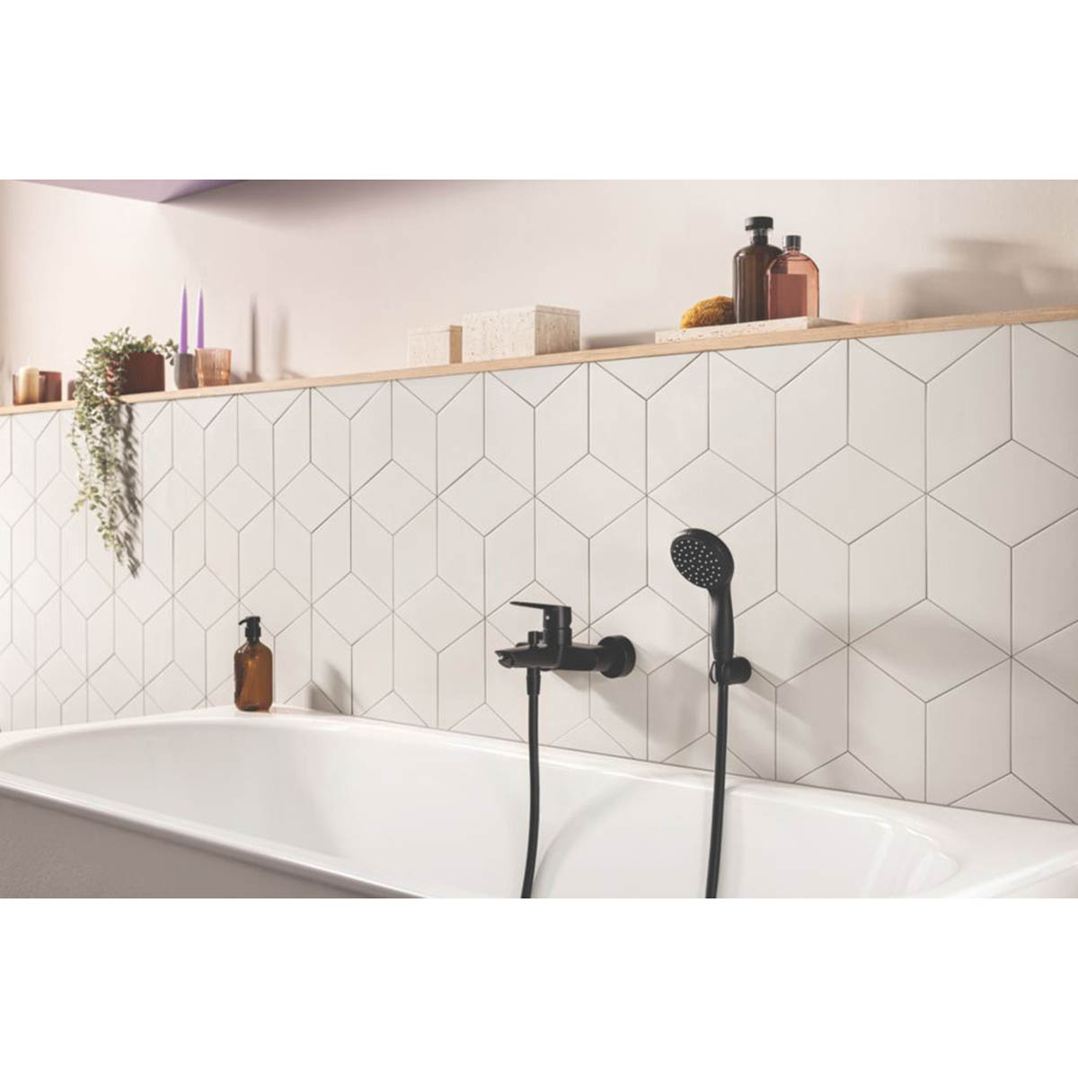 Grohe Shower Mixer Tap Single Lever Matt Black Brass Wall Mounted Modern 140mm - Image 3