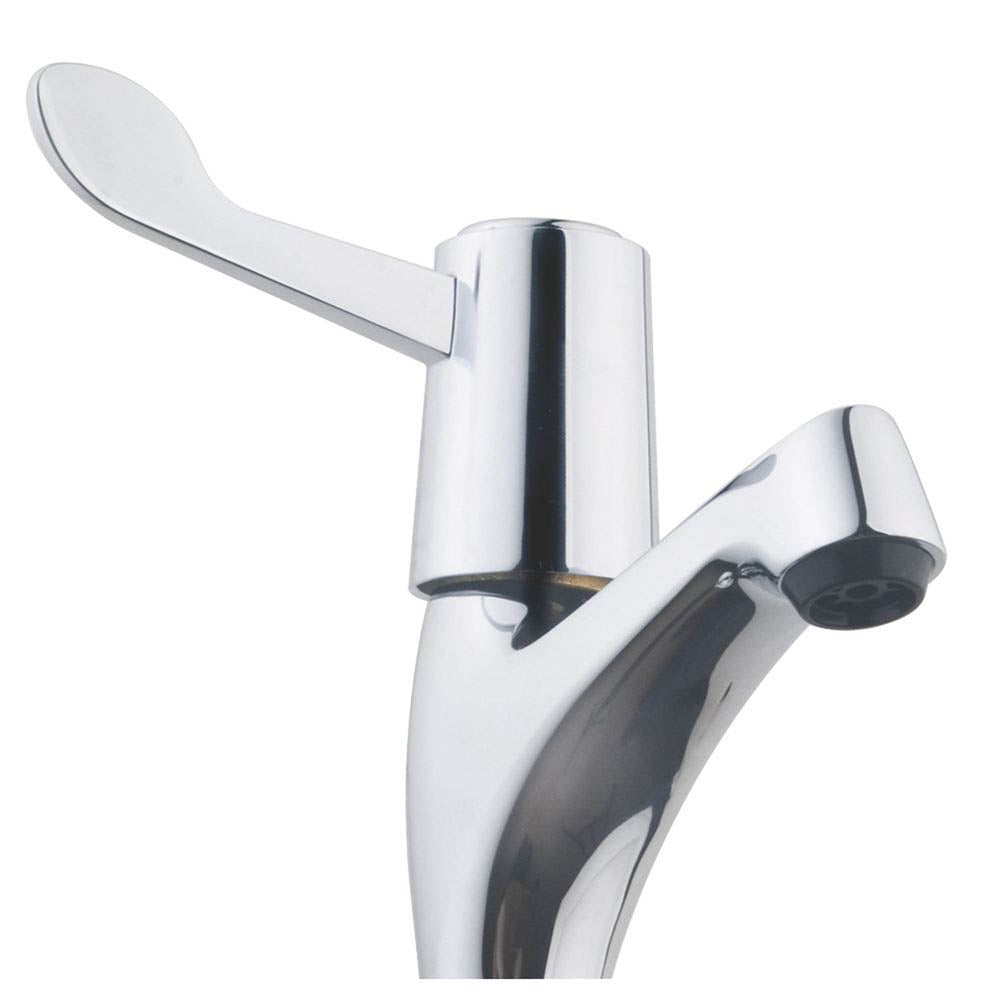 Kitchen Sink Pillar Taps Chrome Single Lever ¼ Turn Cold Hot Pair Traditional - Image 2