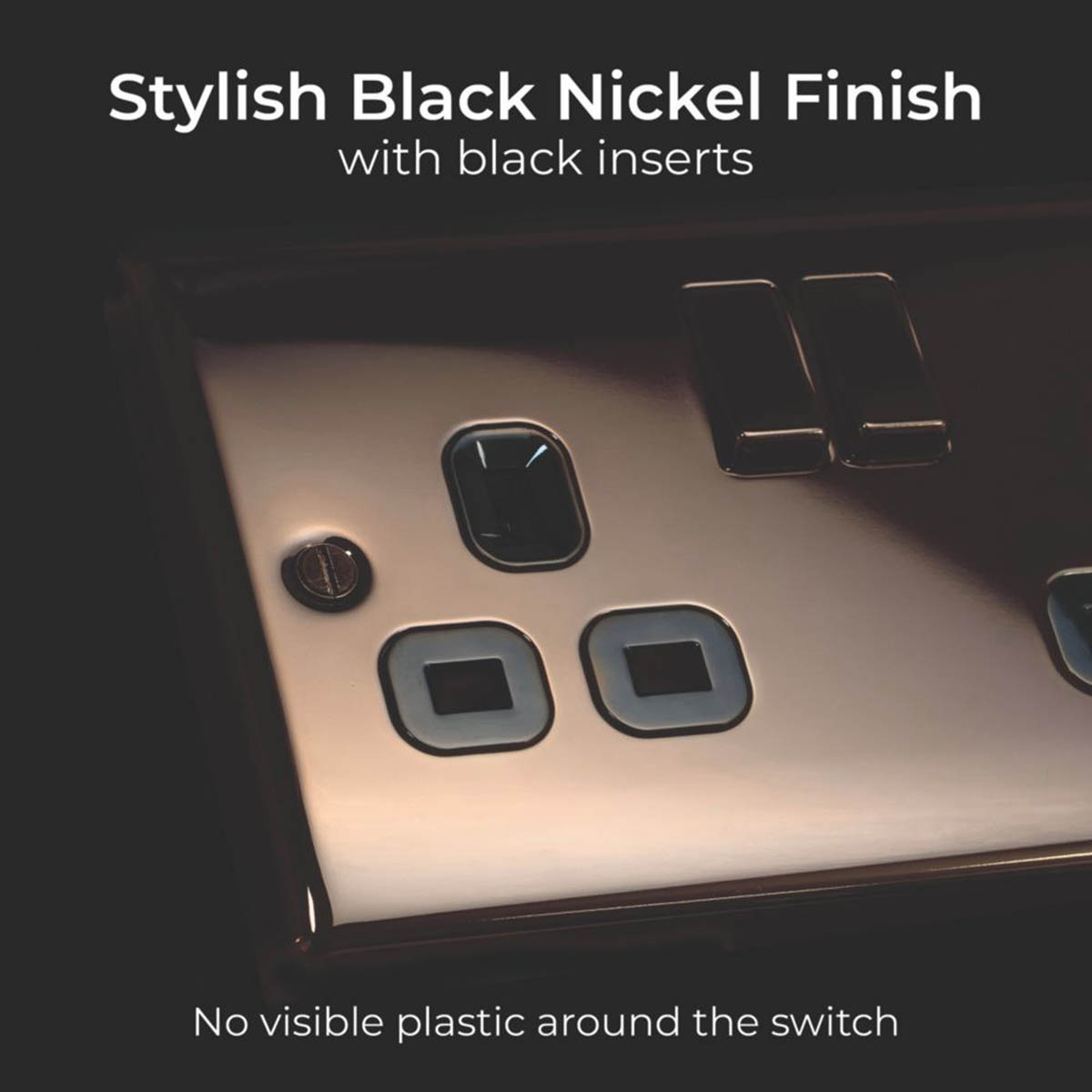 BG Wall Plug Sockets Black Nickel 13A 2 Gang Double Pole Switched Pack Of 5 - Image 4