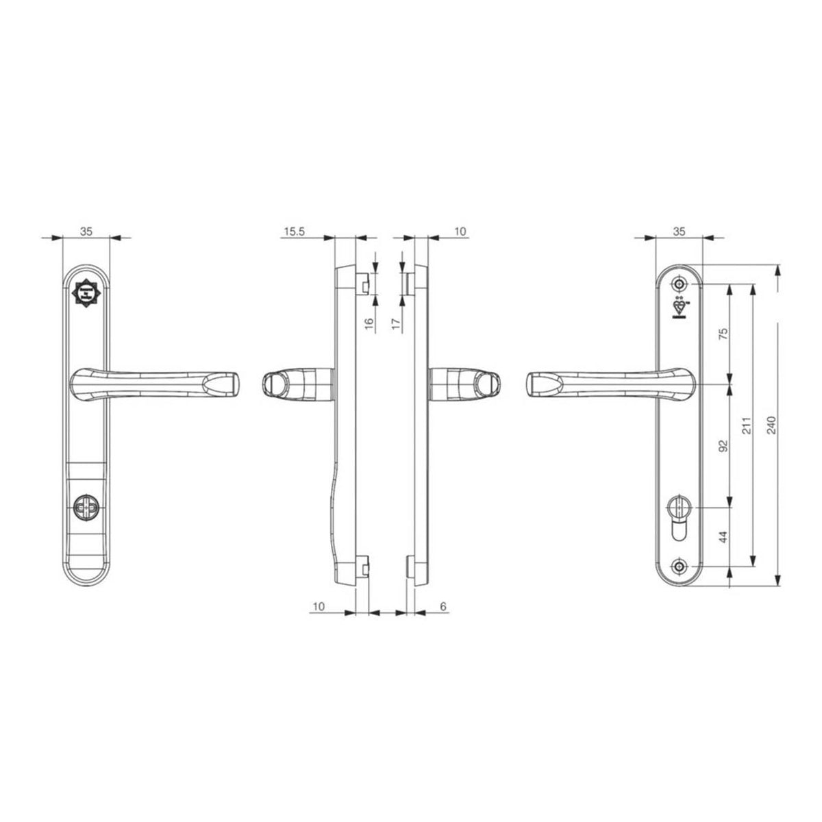 Smith and Locke Door Handles Pair Polished Brass Euro Profile Internal External - Image 3