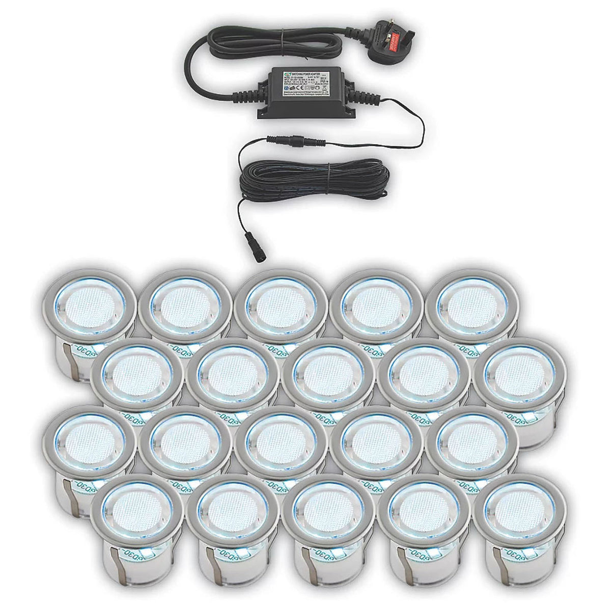 LAP Deck Light Kit Coldstrip 94421 30MM Recessed LED Outdoor Blue 10W 20 Pack - Image 1