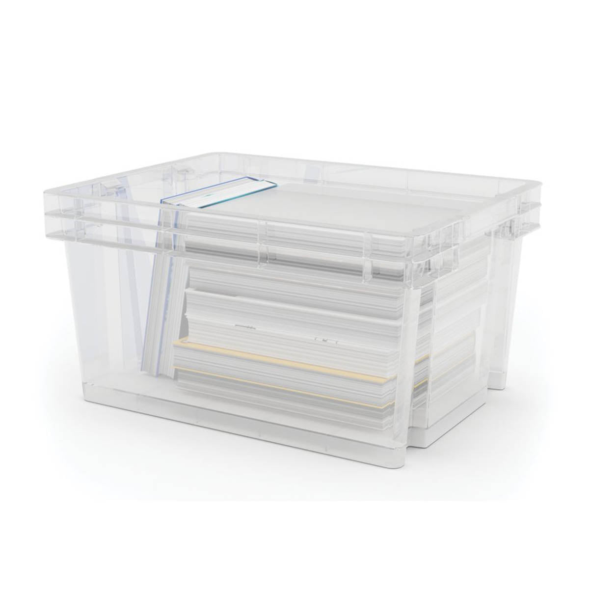 Essentials Storage Boxes Small 15Ltr Transparent Stackable Compact 4 Pack - Image 3