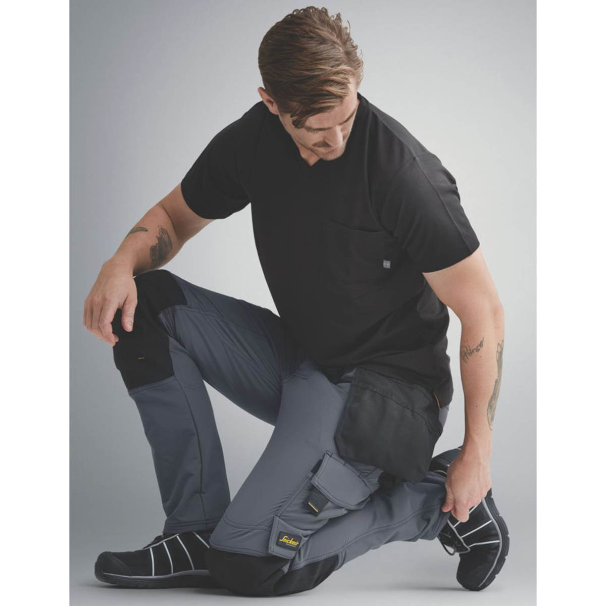 Snickers Mens Work Trousers Full Stretch Steel Grey Black Slim Fit 31" W 32" L - Image 6