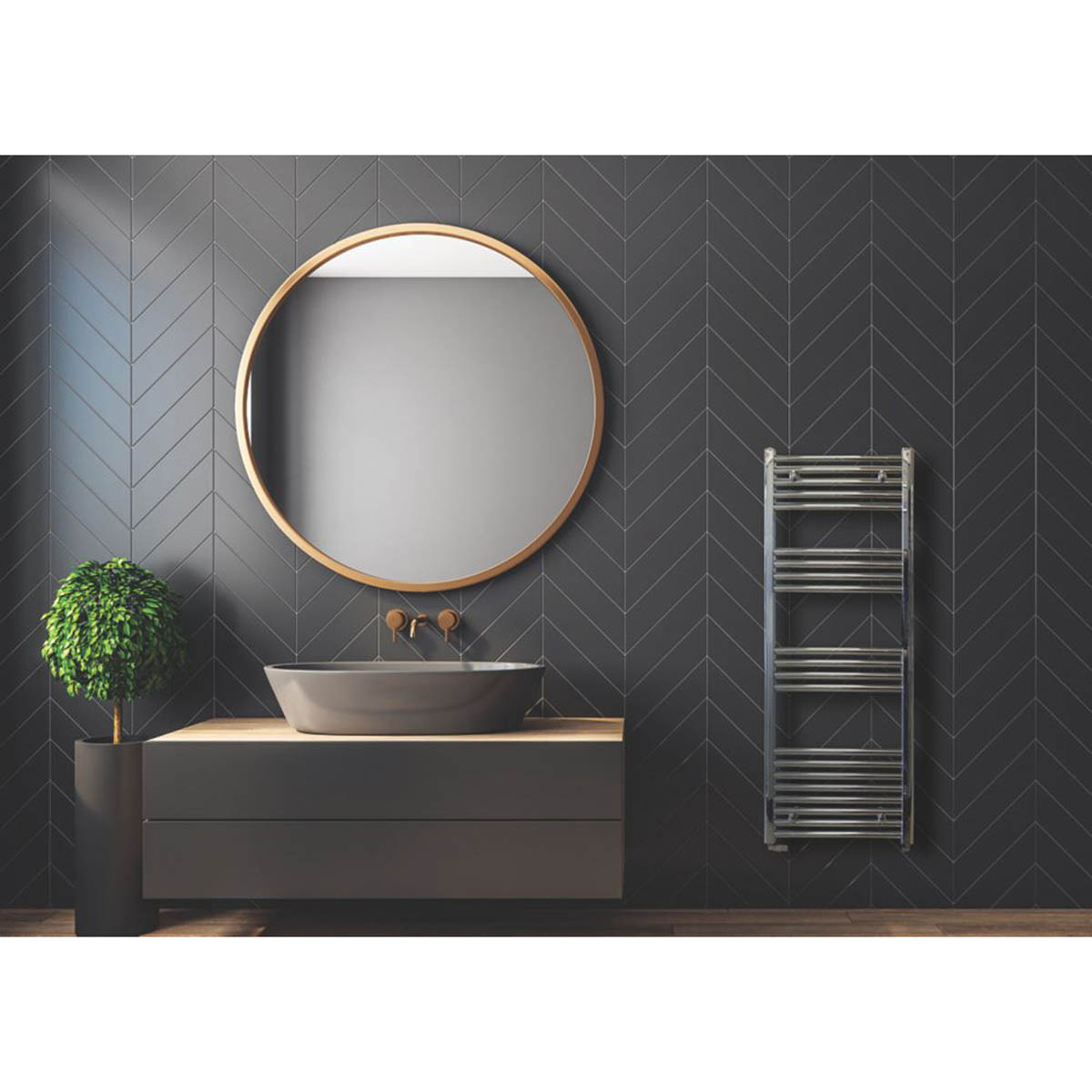 Towelrads Flat Towel Radiator Chrome Ladder Bathroom 1200x600mm - Image 2