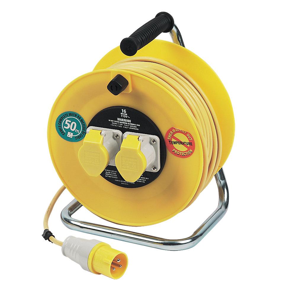 Masterplug Cable Reel Site Extension Lead 2 Gang Indoor Outdoor 16A 50m 110V - Image 3