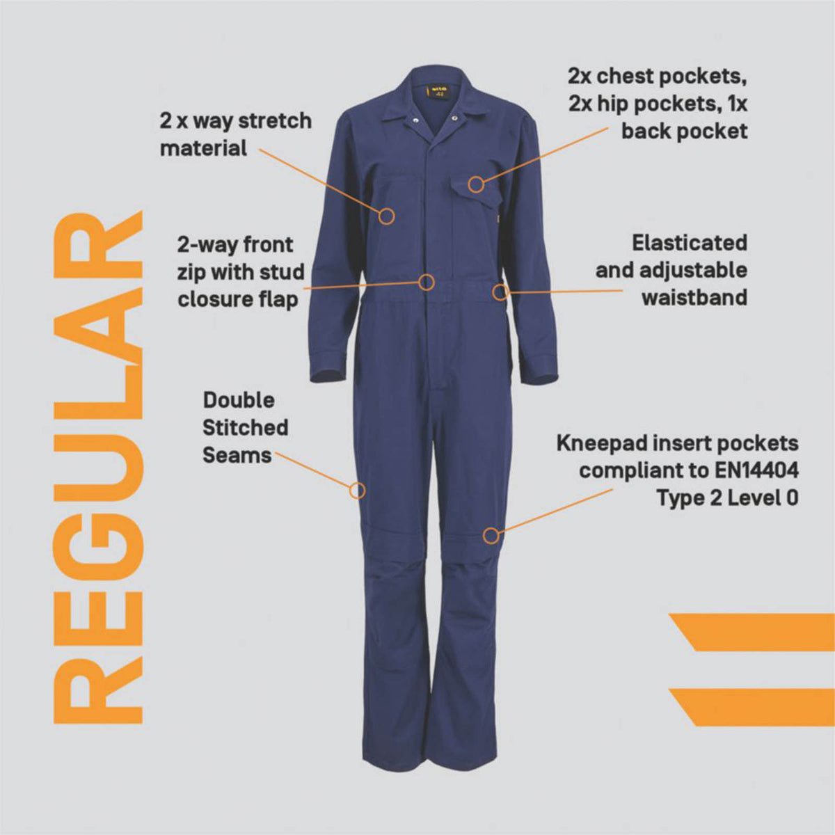 Site Coveralls Womens Regular Fit Blue Stretch Overall Boiler Suit Size 10 28L - Image 3