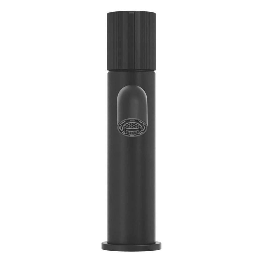 Swirl Basin Mixer Tap Mono Matt Black Brass Round With Clicker Waste 192.6mm - Image 4