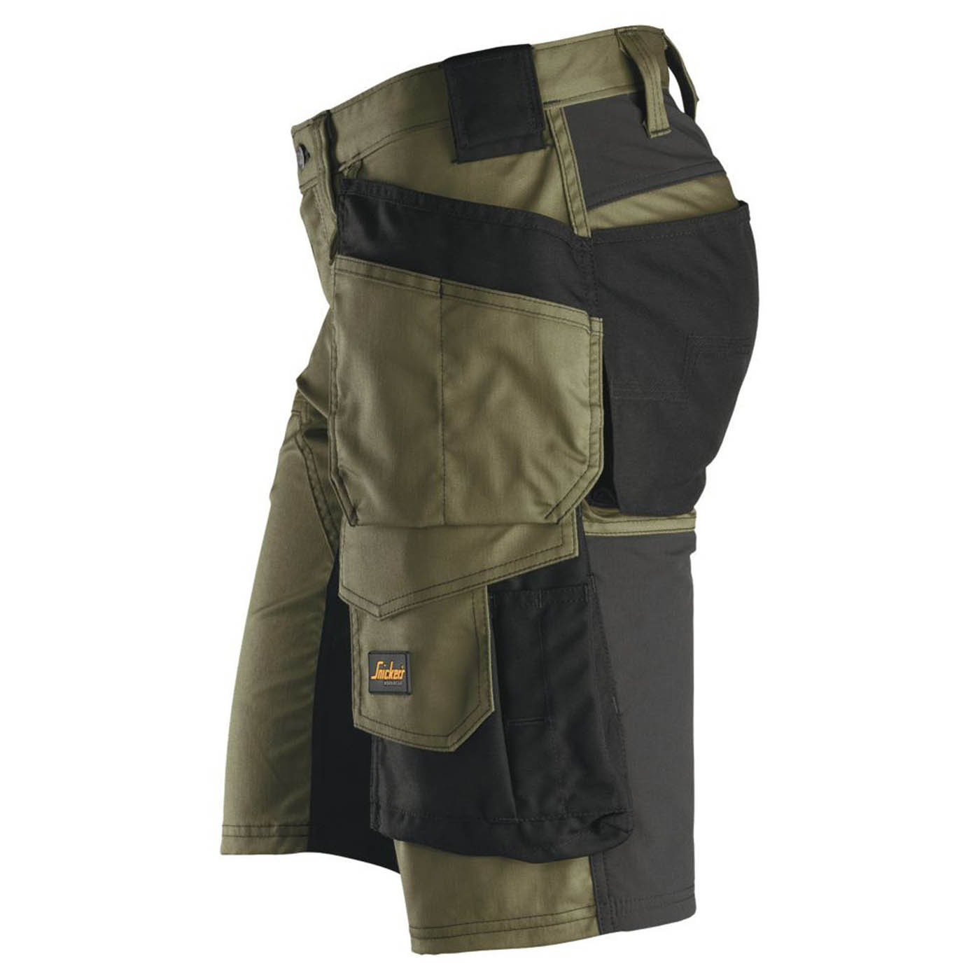 Snickers Work Shorts 6141 Stretch Khaki Green 16 Pockets Black Slim Fit 35" W - Image 4