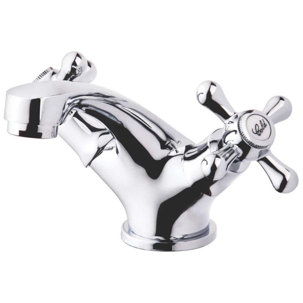 Swirl Bathroom Basin Tap Mono Mixer Chrome Double Lever Clicker Waste Faucet - Image 2
