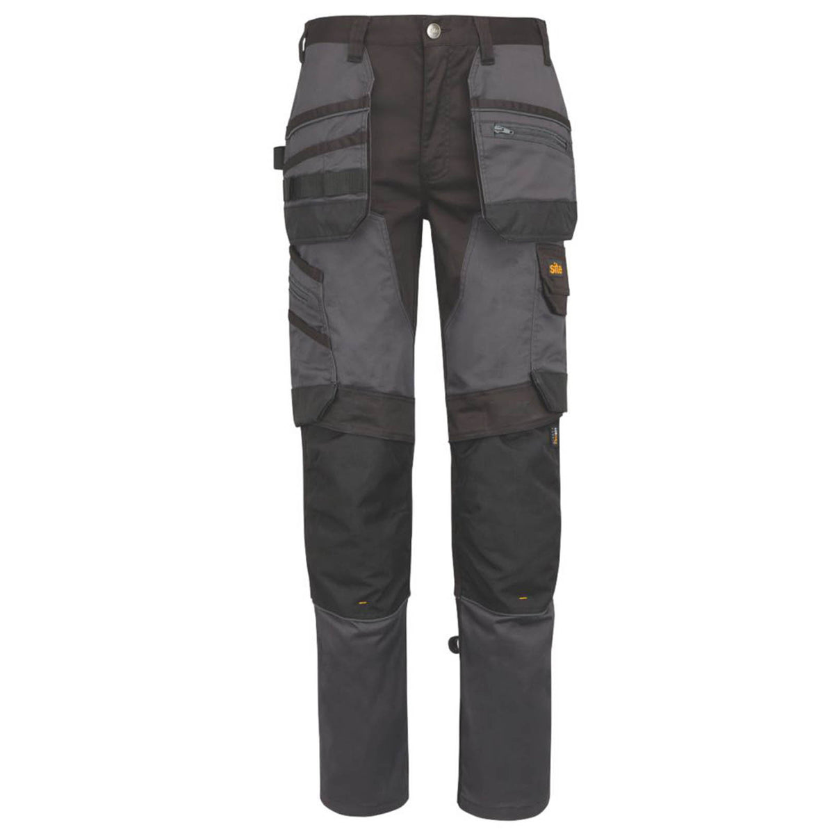 Site Work Trousers Mens Slim Fit Grey Black Stretch Multi Pockets Cargo 36W 32L - Image 2