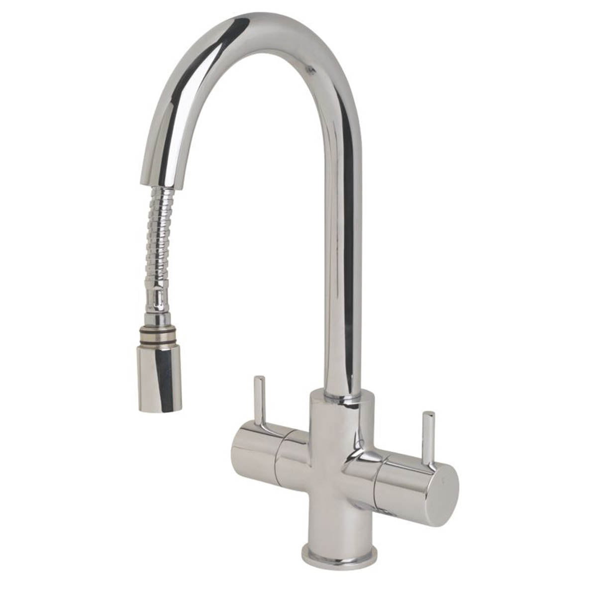 Swirl Pull Out Kitchen Tap Mono Mixer Fresco Chrome Modern Swivel Spout - Image 1