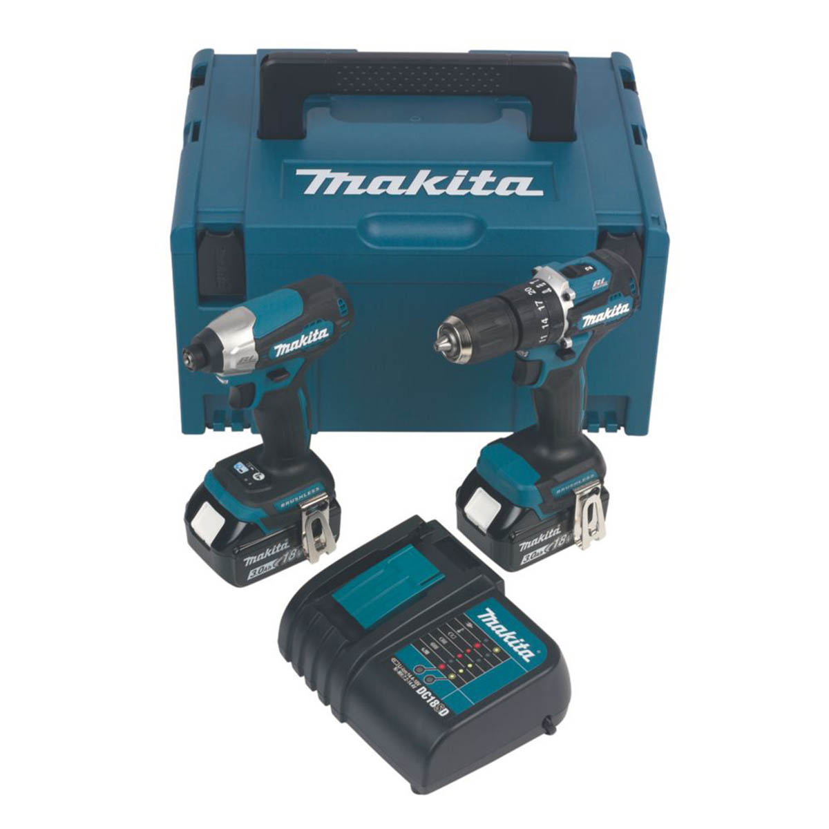Makita Combi Drill Impact Driver Twin Kit Cordless 18V 2x3.0Ah Li-Ion DLX2414SJ - Image 1