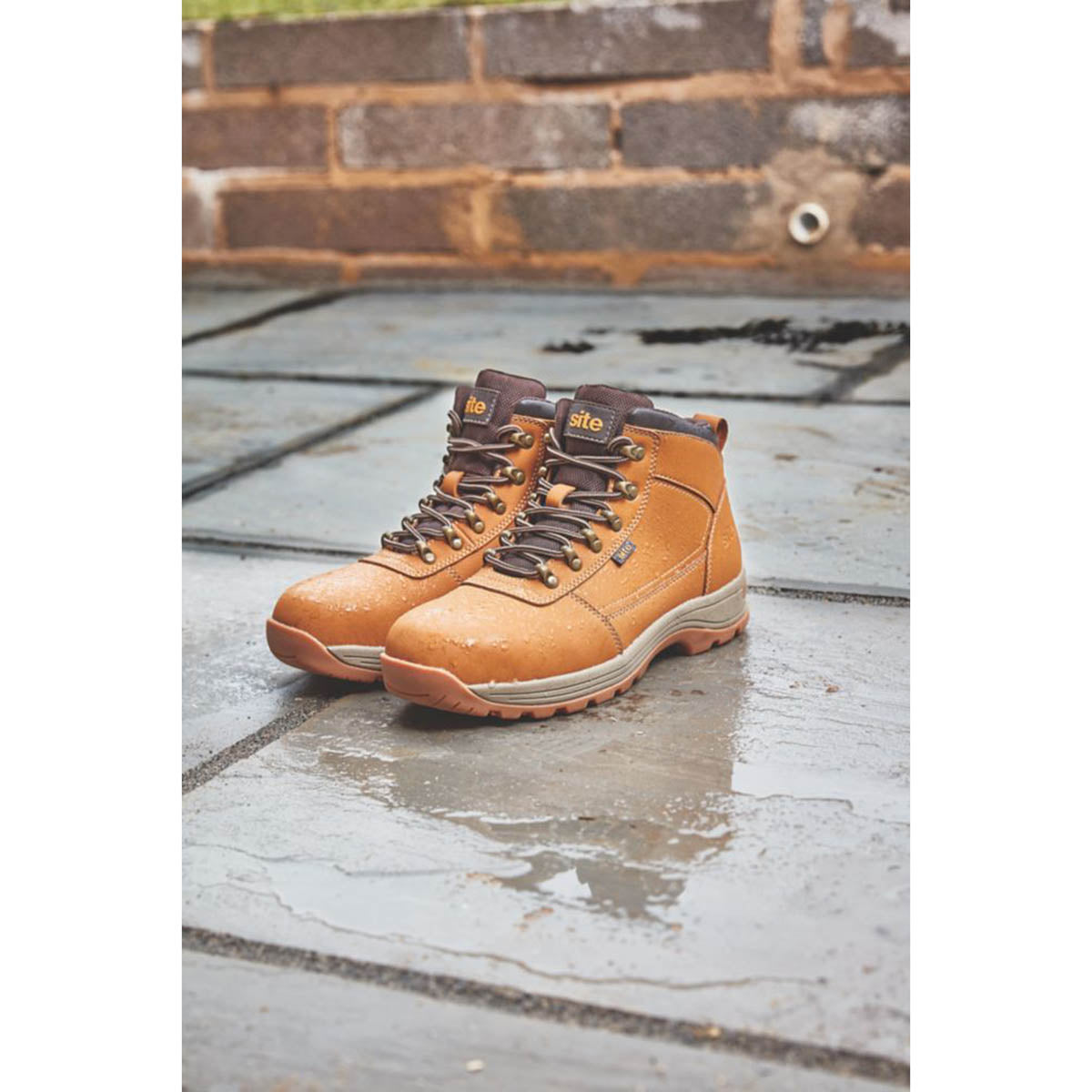 Site Safety Boots Mens Wide Fit Leather Lightweight Shoes Steel Toe Size 8 - Image 2