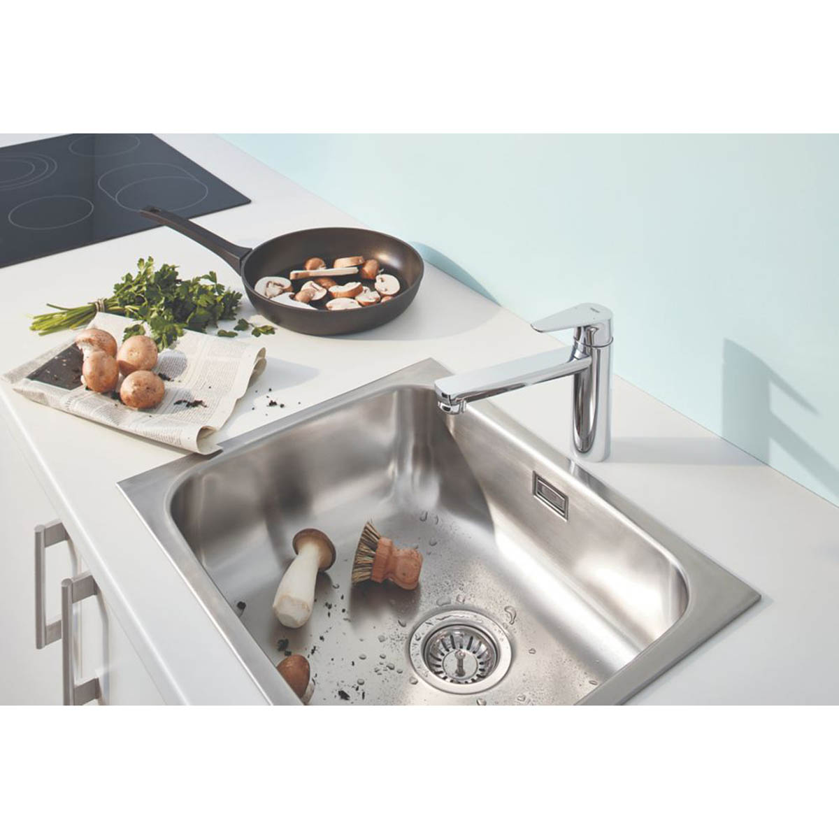 Grohe Kitchen Tap Mono Mixer Chrome Single Lever Long Armed Spout Modern Faucet - Image 4