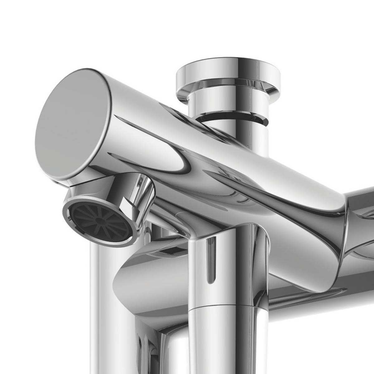 Swirl Shower Mixer Tap Dual Control Manual Brass Chrome 192mm Deck Mounted - Image 4