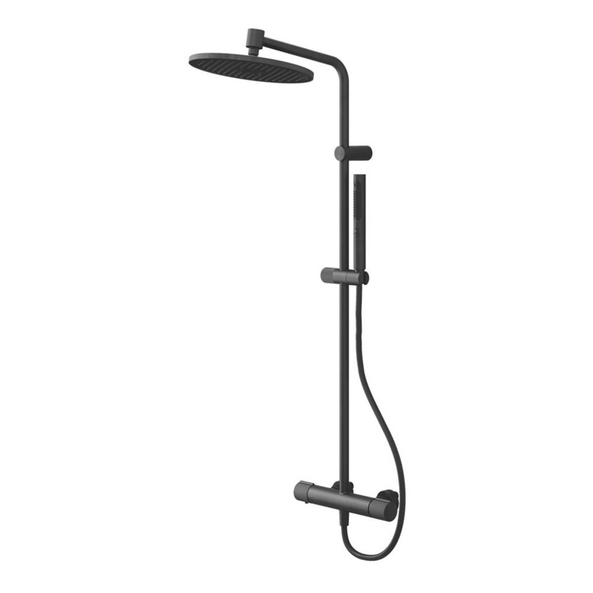 Swirl Mixer Shower Thermostatic Gallen Rear-Fed Exposed Matt Black Multi-Head - Image 1