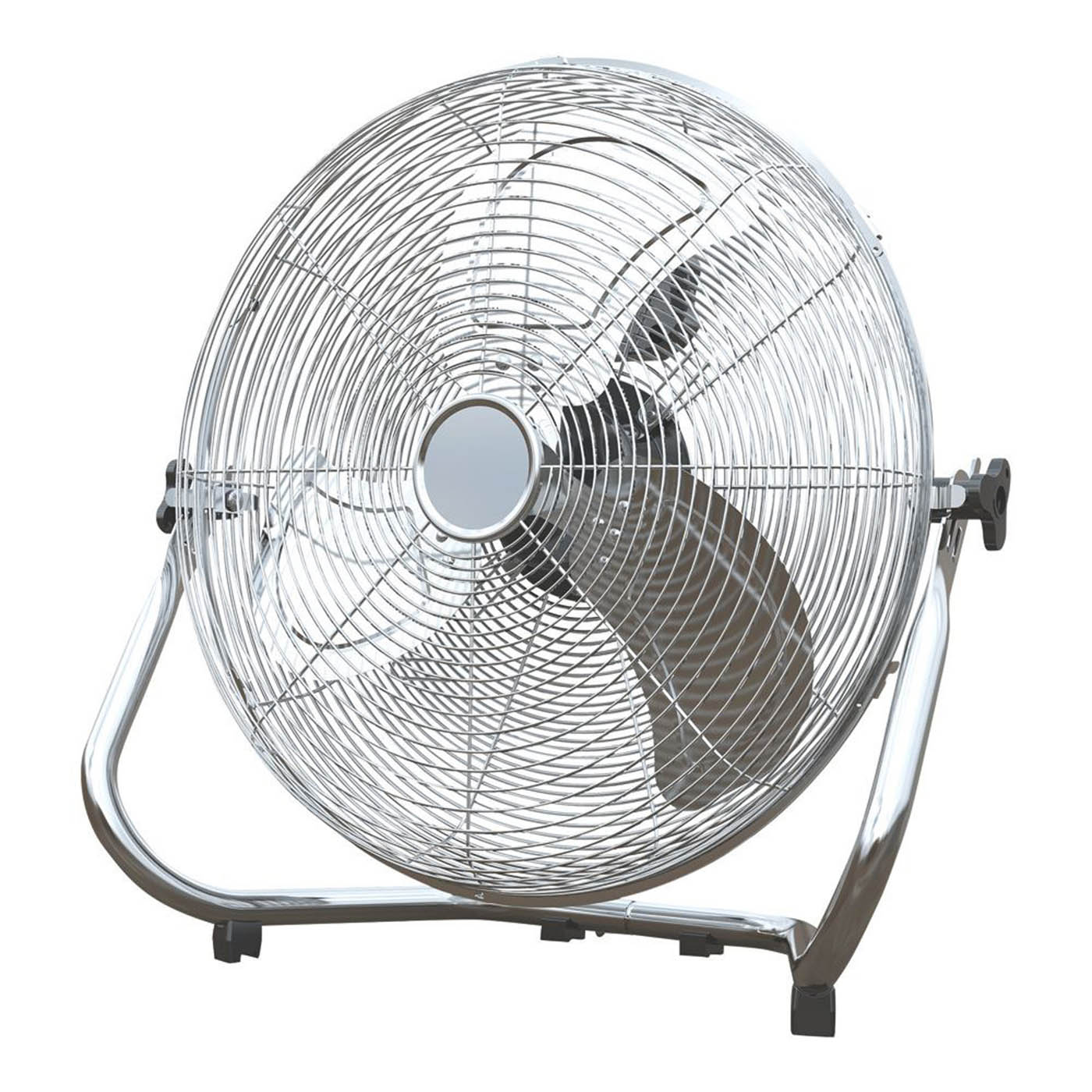 Essentials Floor Fan 3 Speed Chrome Finish Adjustable Tilt Portable 18" 220-240V - Image 1