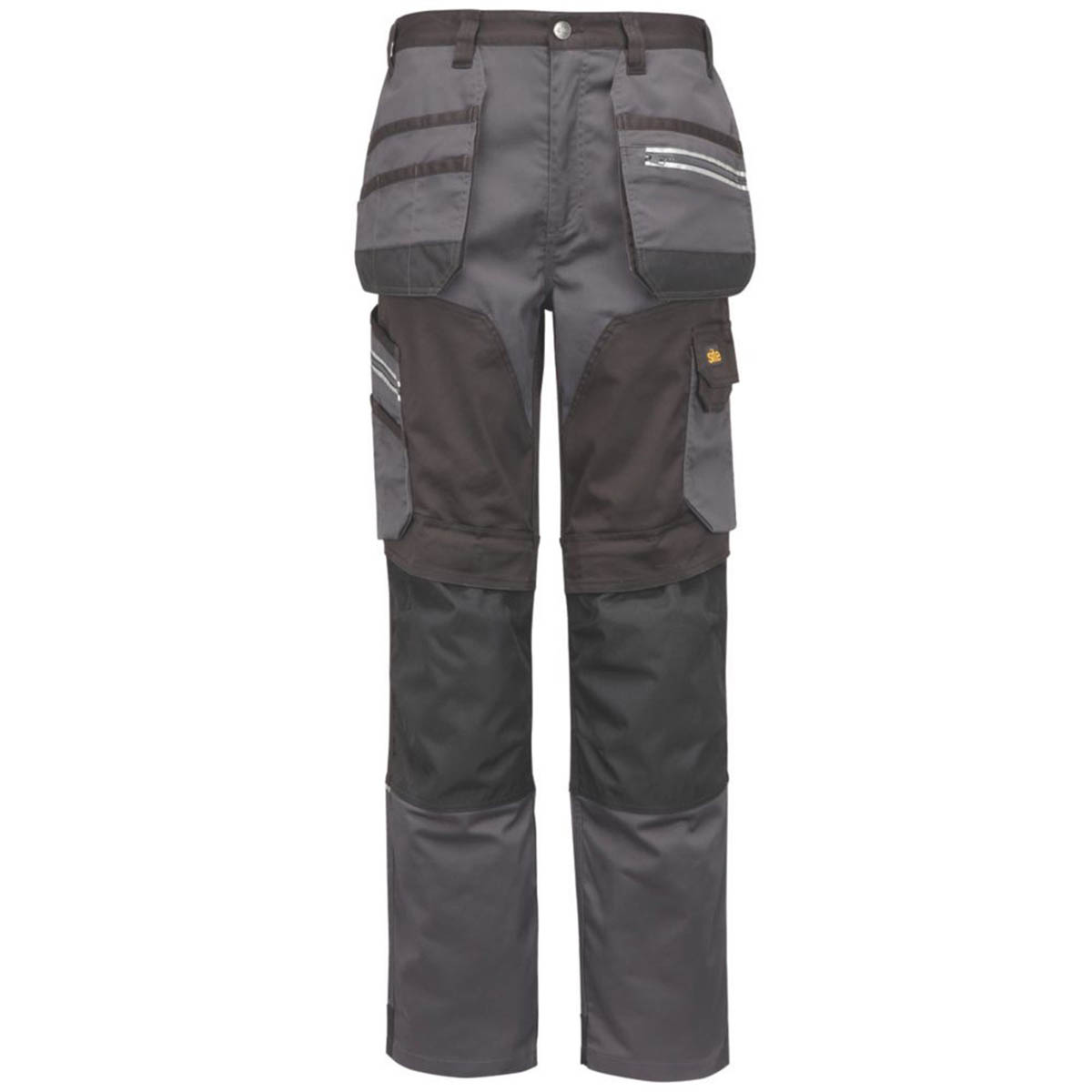 Site Work Trousers Mens Regular Fit Grey Black Multi Pockets Stretch 38"W 30"L - Image 2