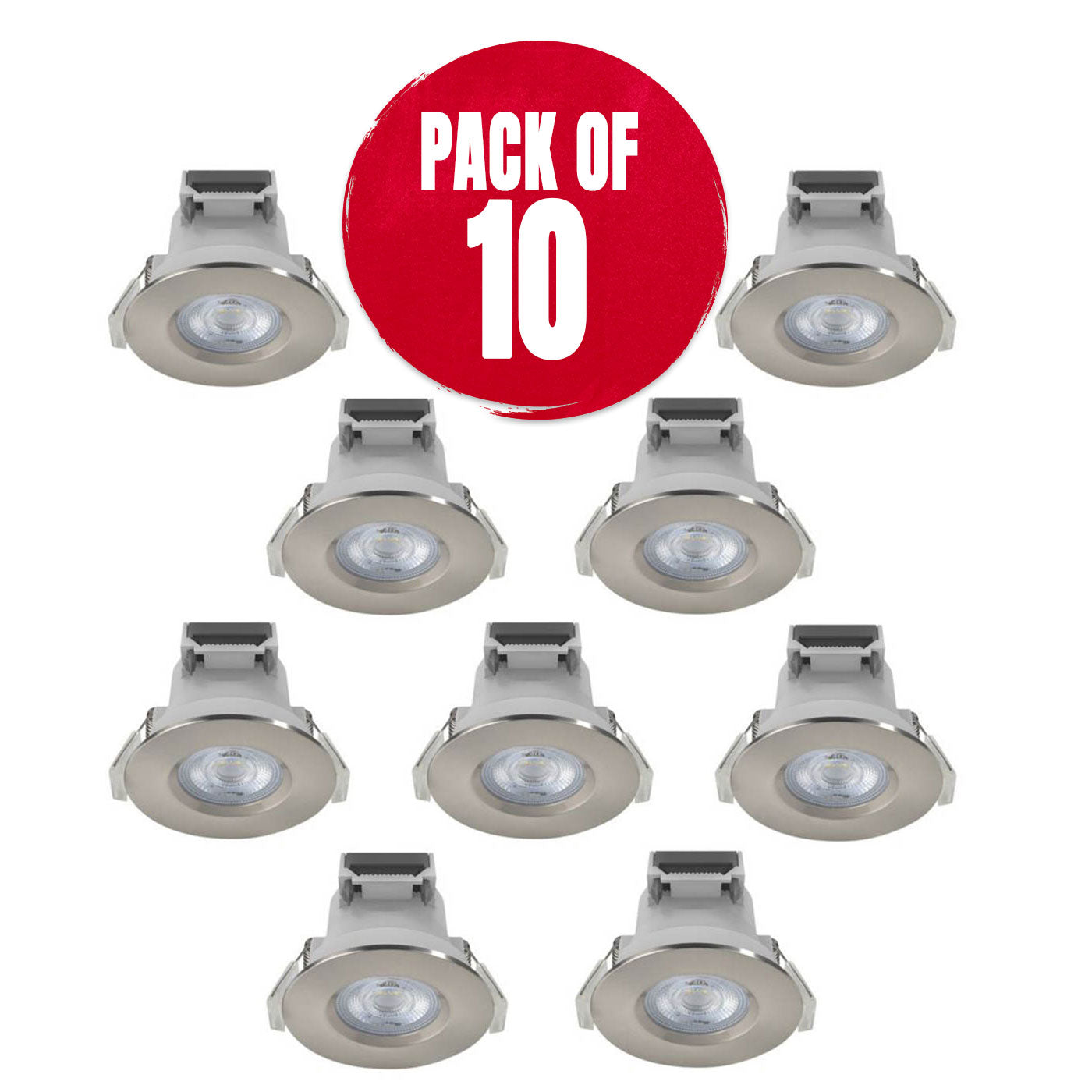 LAP Downlights LED Variable White Round Plastic Brushed Nickel Dimmable 10 Pack - Image 1
