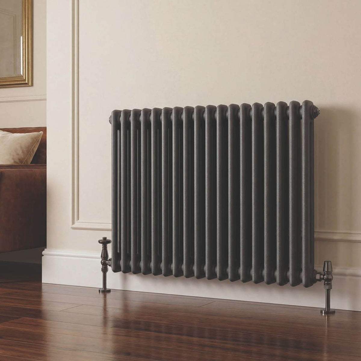 Flomasta 2 Column Radiator Anthracite Horizontal Steel Modern (H)60x(W)78.5cm - Image 2