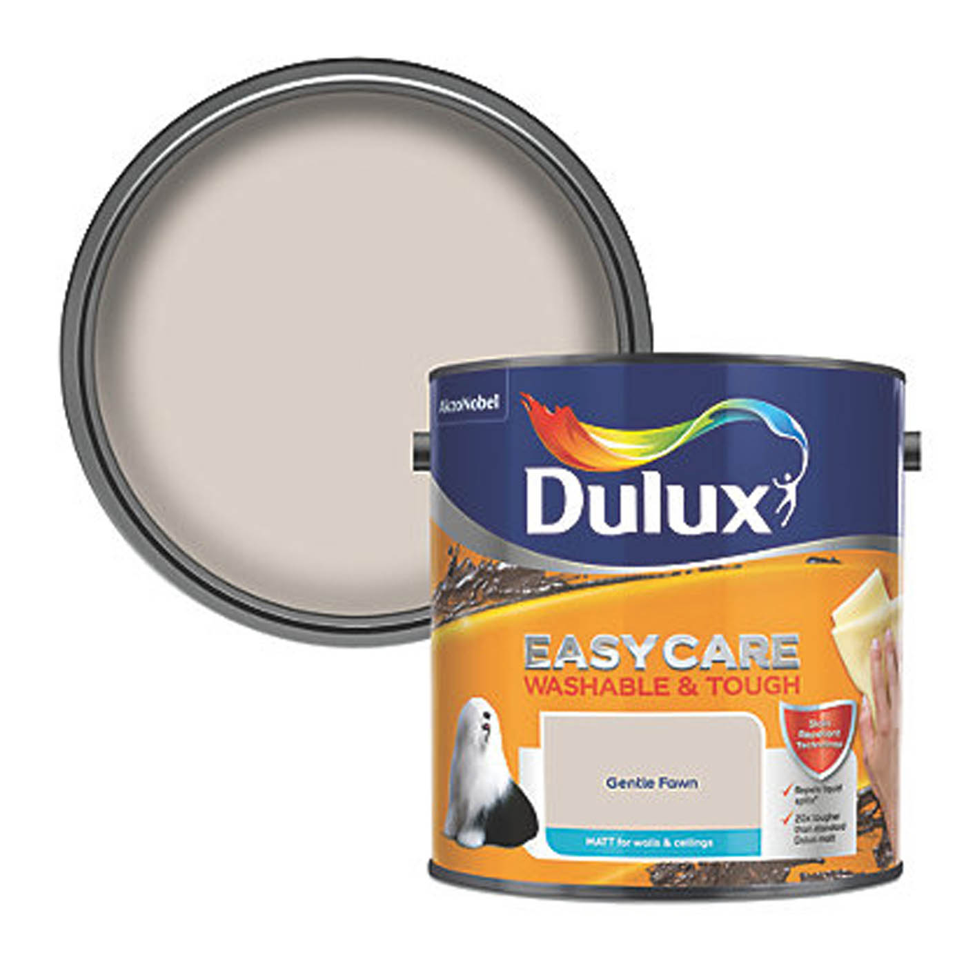 Dulux Easycare Washable & Tough 2.5Ltr Gentle Fawn Matt Emulsion Paint - Image 1