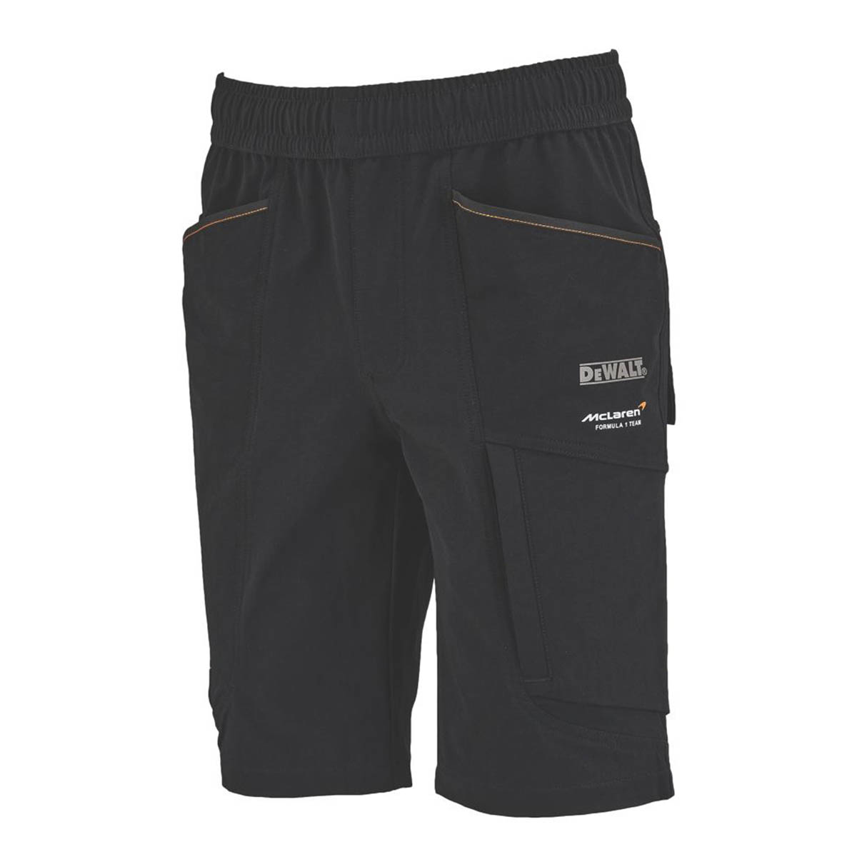 DeWalt Mens Work Shorts Jogger Stretch Black McLaren F1 Team Temple XL 36-44" W - Image 1