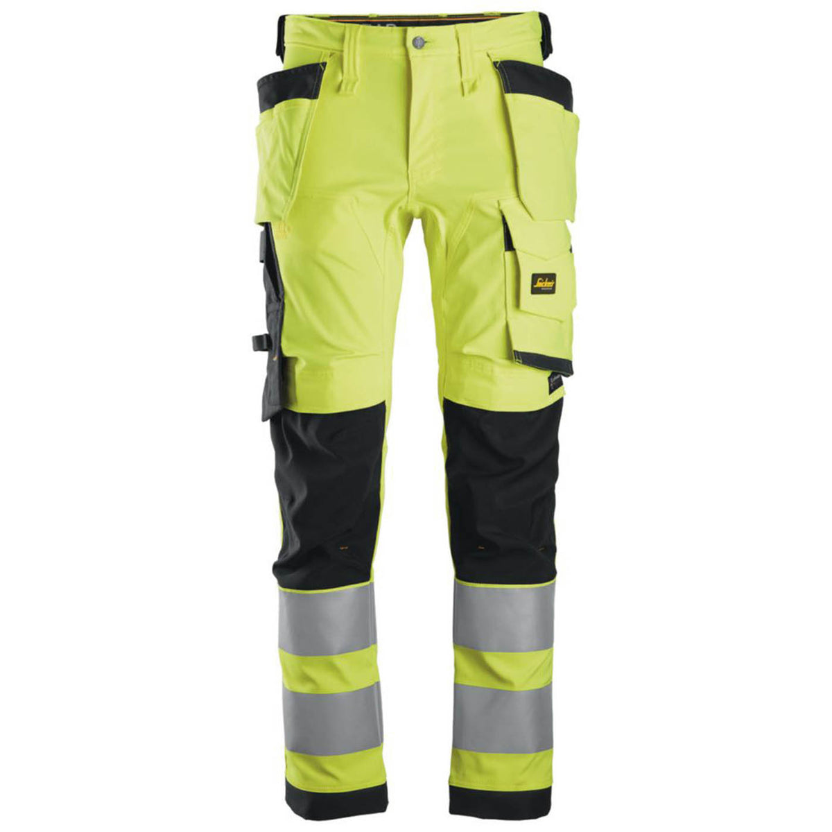 Snickers Hi-Vis Work Trousers Slim Fit Yellow Cargo 36W 32L 6243 - Image 1